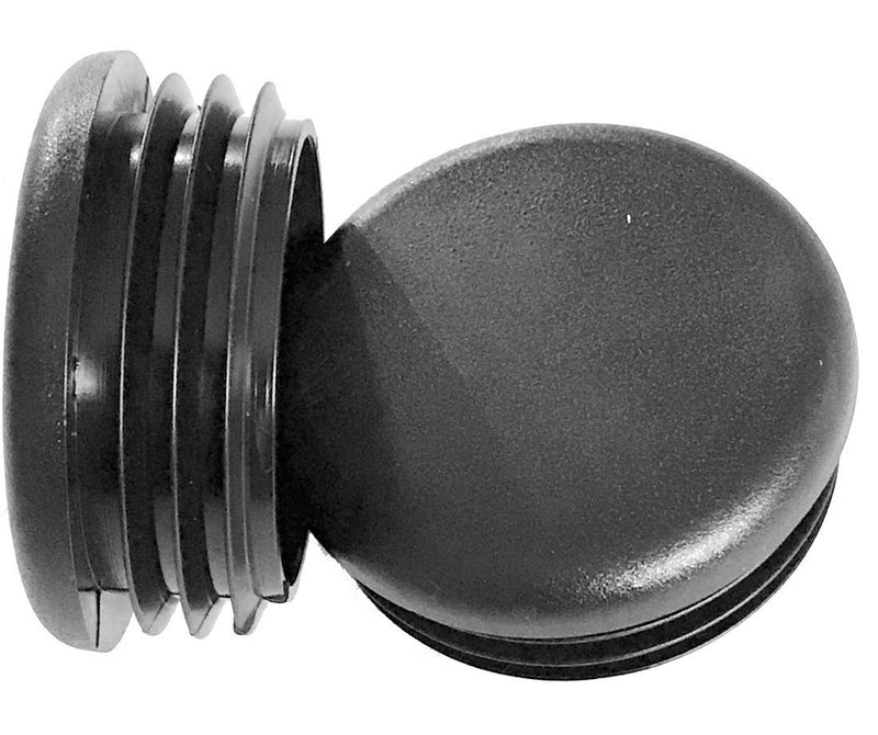 (Pack of 10) 1-5/8" - 1-625 Inch OD Head Dia - (10-14 Ga - 1.36" - 1.45" ID) Snap-in Round Black Plastic Plugs w/Flexible Ridges | Fencing Post Tube Inserts | Fitness Eqpt. End Caps
