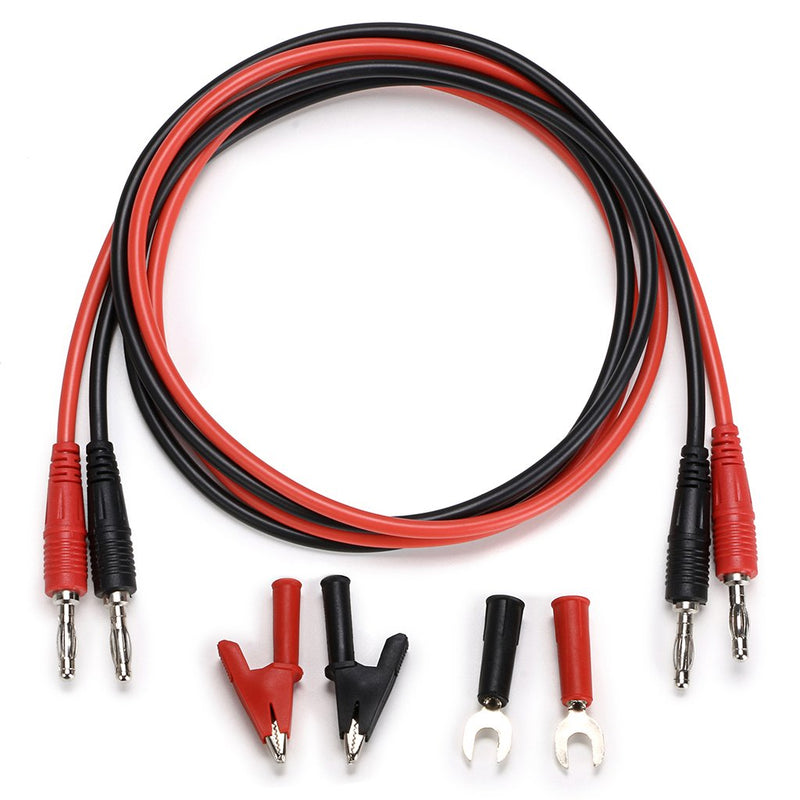 Sumnacon 4 in 1 Banana Plug Alligator Clip Pure Copper Fork Test Lead, 3.3 ft Multimeter Flexible Test Lead Wire Cable With Protective Jack Copper Clamps For Electrical Testing 1000V/15A