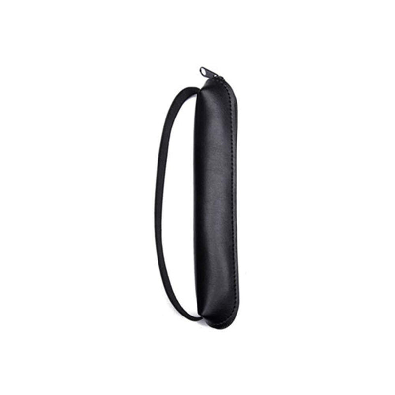 Microfiber Leather Elastic Pen Holder for Notebook Black Pen Sleeve Single Pen Leather Case Pencil Pouch Zipper Bag (Black)