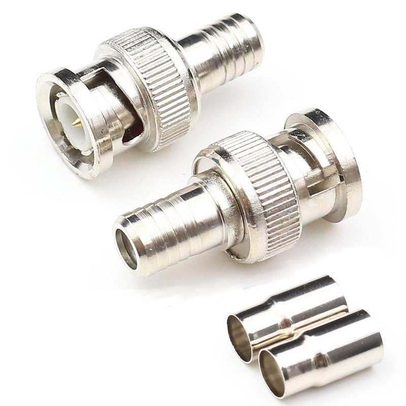 ANHAN BNC Male Crimp Connector BNC Male Coax Adapter for Security Camera CCTV Coaxial cable 2Packs