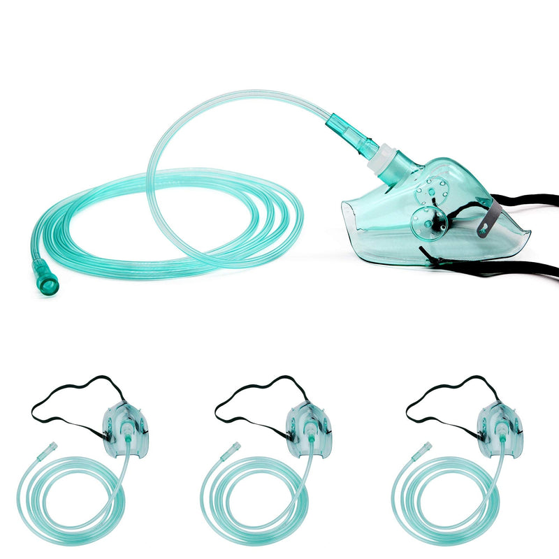 Adult Europe Standard Oxygen Mask with 6.6' Tubing and Adjustable Elastic Strap - 3 Packs - Size L+ Size L+(adult Europe)