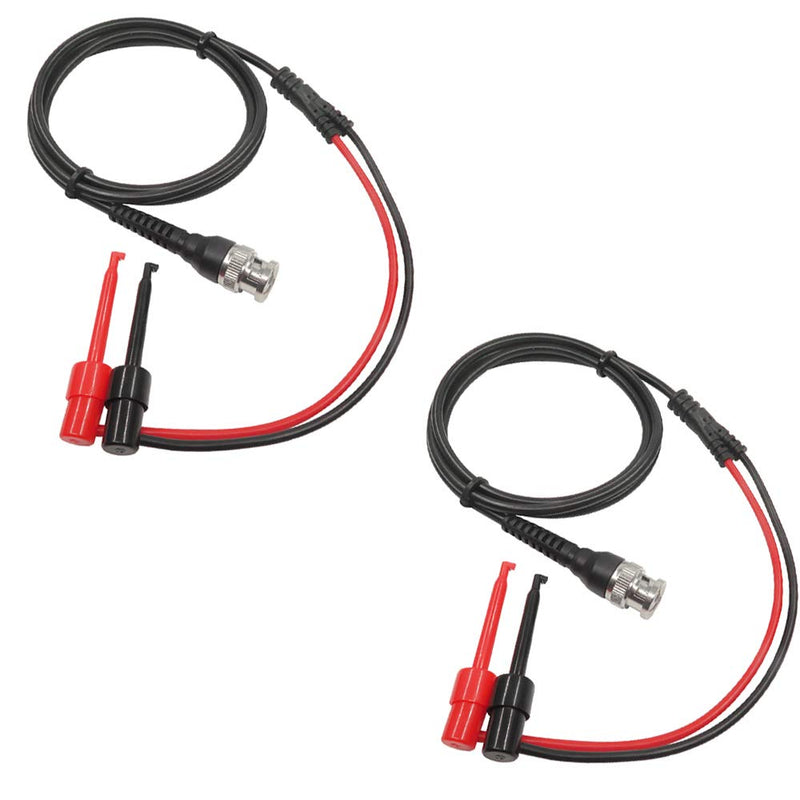 Amadget BNC to Mini Test Hook Clips Dual Hook Test Probe Cable Leads 120CM with Two Mini Probes Ended 500V 5A IC Test Hook (Pack of 2)