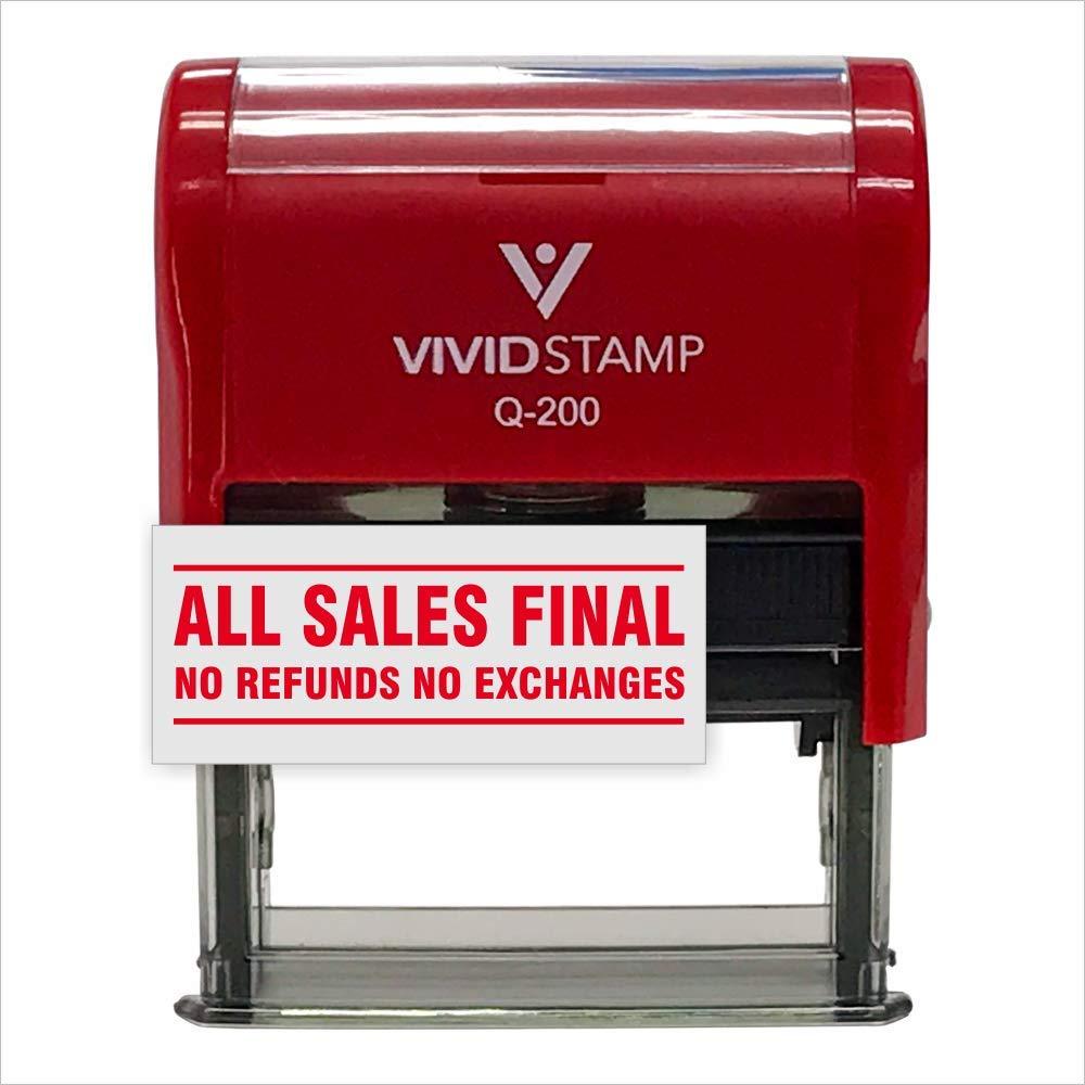 All Sales Final No Refunds No Exchanges Self Inking Rubber Stamp (Red Ink) - Medium