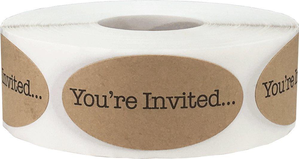 You're Invited Motivational Saying Labels Natural Kraft 1 x 2 Inch Oval 500 Total Stickers