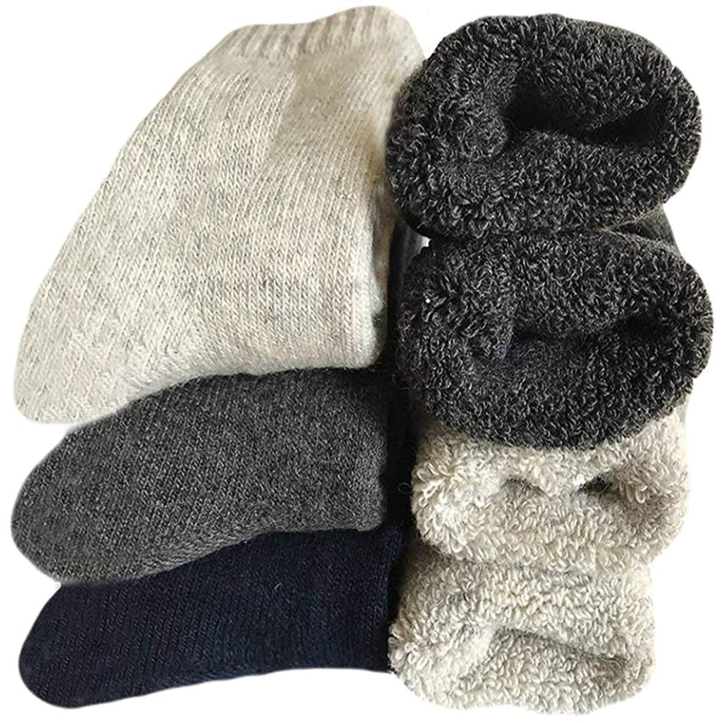 Mens Heavy Thick Wool Socks - Soft Warm Comfort Winter Crew Socks (Pack of 3/5),Multicolor,One Size 7-12 C1-super Thick 3pack
