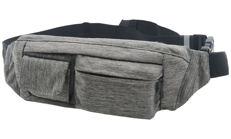 SoJourner 2-Pocket Gray Fanny Pack Hip Bag - fits men, women, kids, small, medium and large Gray / Charcoal