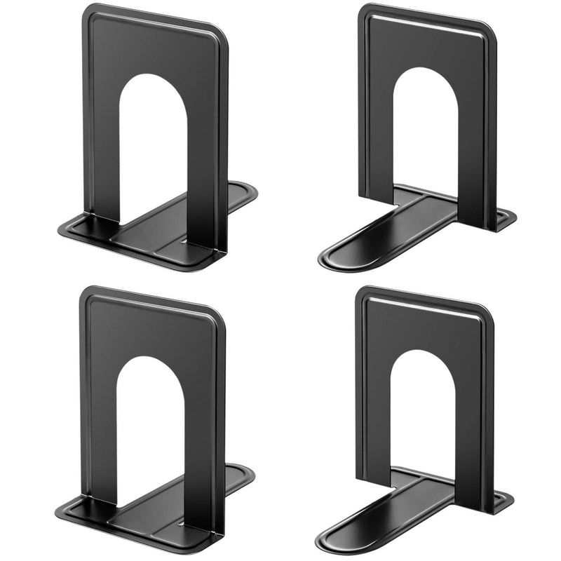 MaxGear Book Ends Universal Premium Bookends for Shelves, Non-Skid Bookend, Heavy Duty Metal Book End, Book Stopper for Books/Movies/CDs/Video Games, 6 x 4.6 x 6 in, Black (2 Pairs/4 Pieces, Large) 2 Pairs