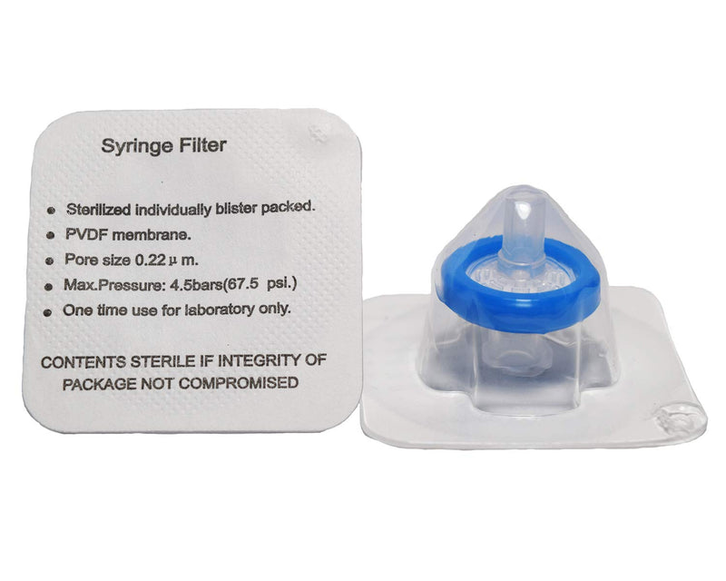 ADVANGENE Syringe Filter Sterile, PVDF, 0.22 Micron 13mm, PVDF Blue (75/pk)