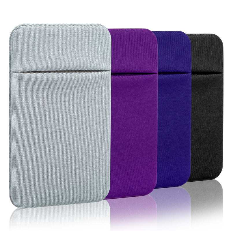 Costyle Slim Credit Card Holder for Back of Phone Cell Phone Stick On Wallet Gray, Purple, Royal Blue, Black