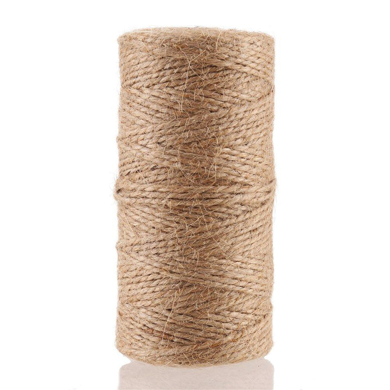 CCINEE Natural Jute Twine 328 Feet Burlap Rope String for DIY Crafts, Festive Decoration, Gift Wrapping and Gardening Applications 2mm(2 Ply) 2 mm