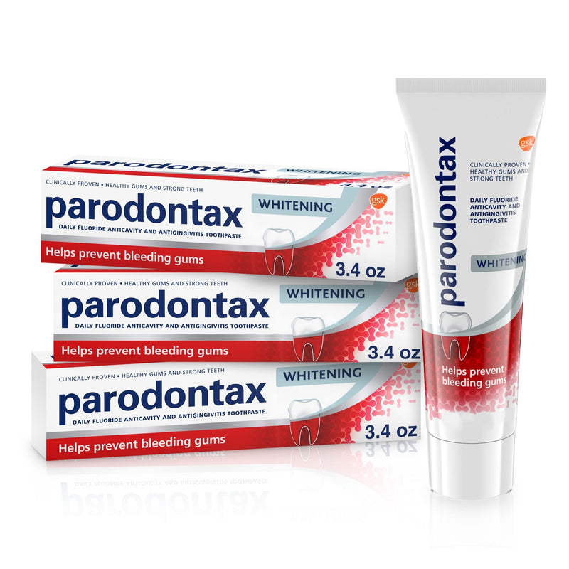 Parodontax Whitening Toothpaste for Bleeding Gums, Teeth Whitening and Gingivitis Treatment - 3.4 Ounces (Pack of 3)