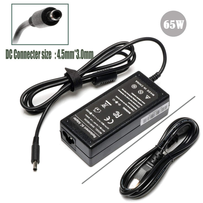 19.5V 3.34A 65W AC Power Adapter Charger for Dell Inspiron 11 3000 (3147) (3148) 13 7347 14 3458 i7347 i3458 Series; Dell XPS 18 1810 XPS 18 1820 XPS018 Dell P20Dell P20T with Size 4.5mm 3.0mm