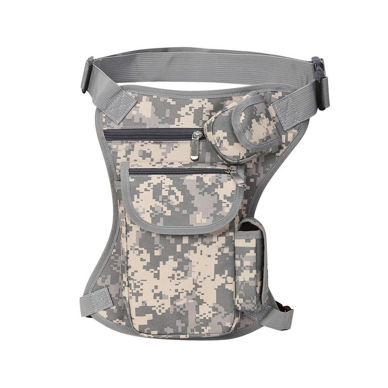 SEALINF Canvas Waist Bag Fanny Pack Racing Drop Leg Bag Motorcycle Outdoor Bag grey camouflage