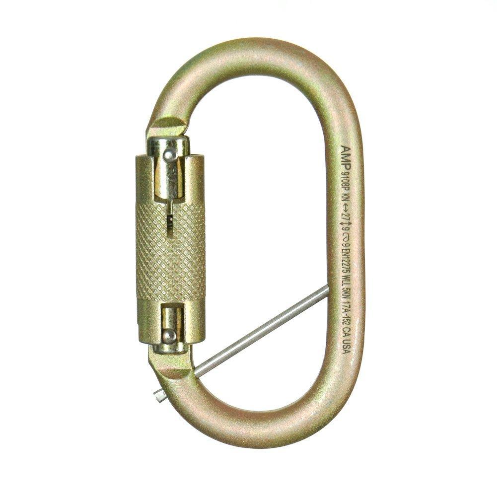 Fusion Climb Ovatti Military Tactical Edition Steel Auto Lock Oval Symmetrical Anchor Carabiner with Captive Eye Pin Gold