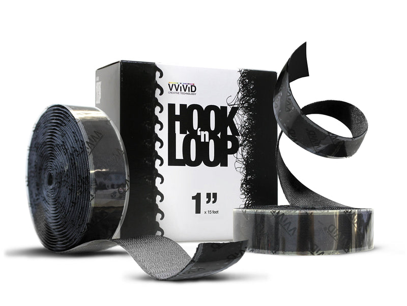 Hook 'n Loop Super Industrial Strength Adhesive Fastening Tape Black (1 Inch x 15ft) 1" x 15ft