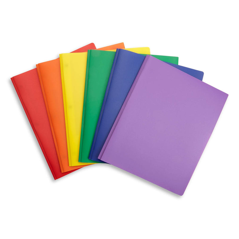 6 Pack Multicolor Plastic Two Pocket Folders with Prongs, Plastic Folders with 2 Pockets and 3 prongs, 2 Pocket Plastic Folders for School, Home, and Work, 6 Pack Plastic Folders Original Version