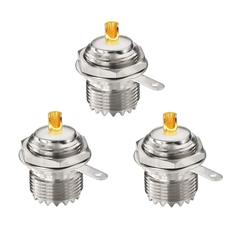 wlaniot SO239 Bulkhead Connector UHF Female Nut Bulkhead Handle Deck Clip Solder Cup Panel Mount Straight Connector 3pcs SO239 Bulkhead Solder