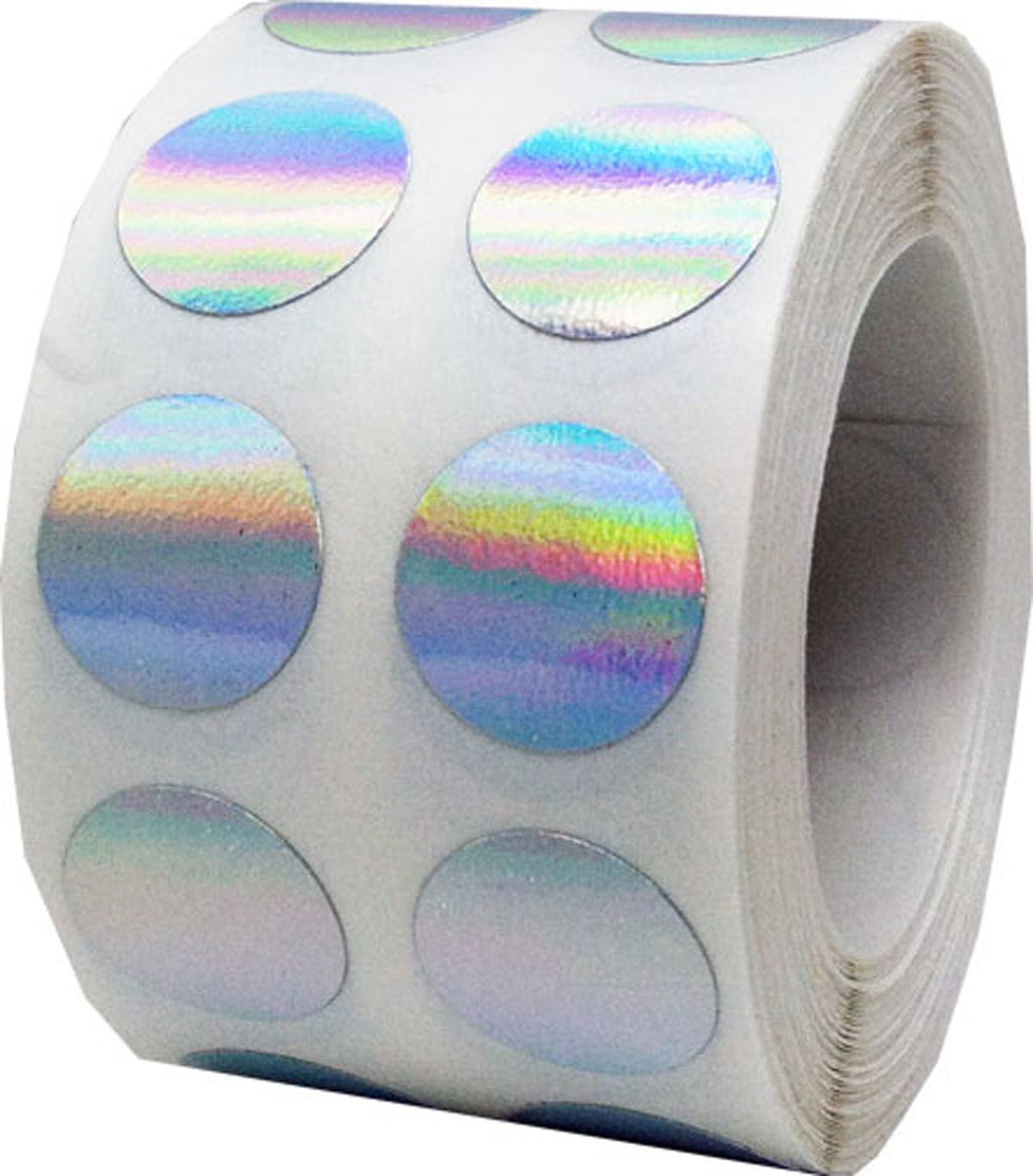 Holographic Silver Color Coding Labels for Organizing Inventory 0.50 Inch Round Circle Dots 1,000 Total Adhesive Stickers On A Roll Holographic Silver