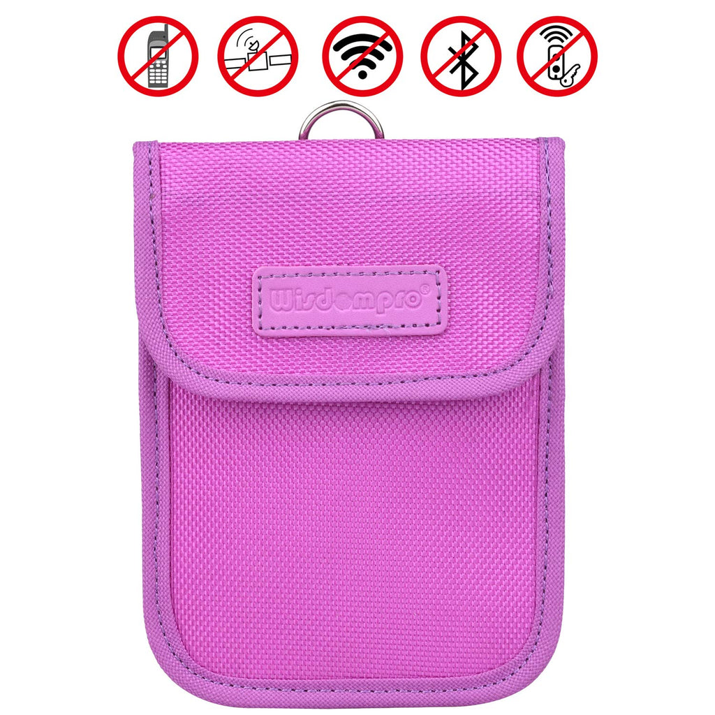 Faraday Bag for Key Fob, Wisdompro WP4694 RFID Key Fob Protector RF Car Signal Blocking, Anti-Theft Pouch, Anti-Hacking Case Blocker - Purple