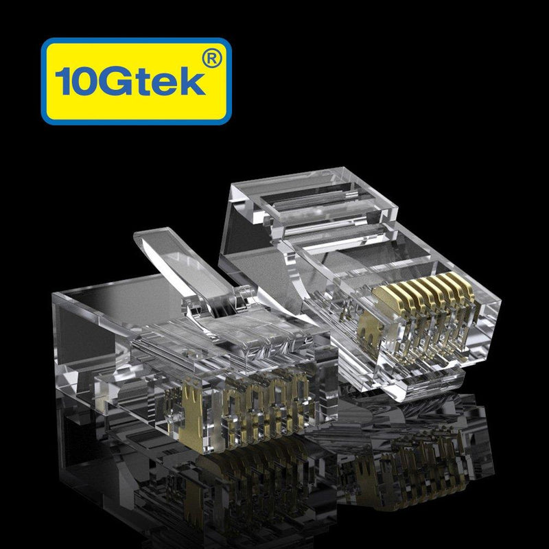 CAT6 RJ-45 UTP Connectors, RJ-45 Crimp Ends 8P8C Network Modular Plugs with Flexible Latch, 100-Pack CAT6
