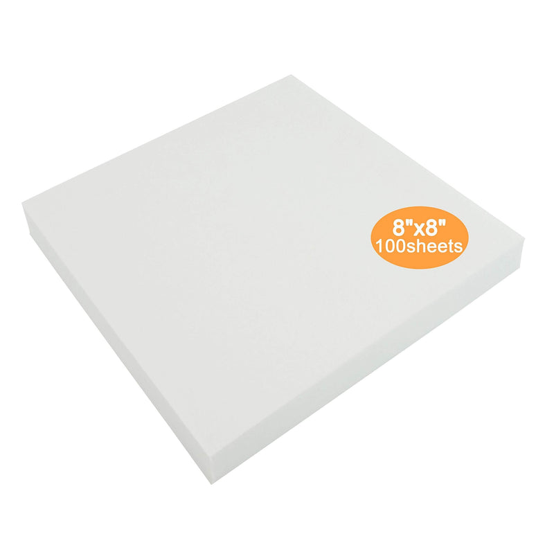 New brothread Tear Away Machine Embroidery Stabilizer Backing 8"x8" - 100 Precut Sheets - Medium Weight 1.8 oz- Fits 4x4 and 6x6 Hoops 8"x8" 100 sheets