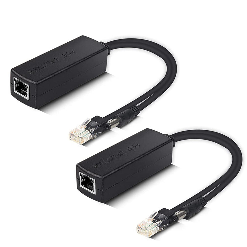 Active PoE Splitter - Power Over ethernet Splitter Adapter, 48V to 12V, IEEE 802.3af Compliant, 10/100Mbps PoE Splitter for Surveillance Camera, WAP and VoIP Phone, up to 100m, 2 Pack Active POE Splitter: 10/100M