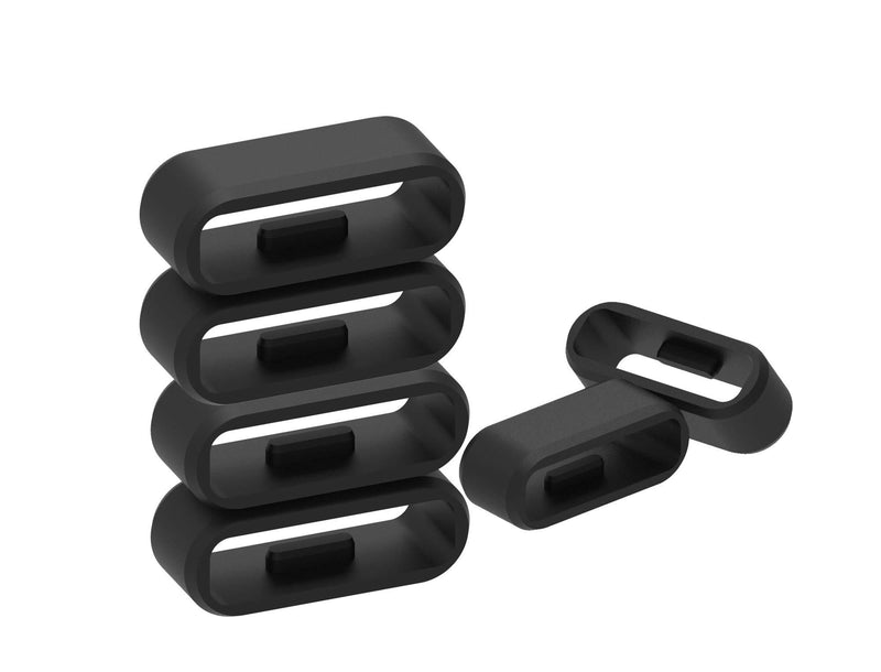 Black Silicon Fastener Ring Security Loop Compatible with Garmin Vivoactive 4s/ Vivosport/ Vivosmart HR & HR+/Approach X40& X10/Venu 2S Samrtwatch Band
