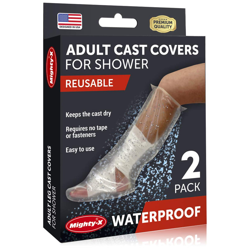 100% Waterproof Cast Cover Leg - 【Watertight Seal】 - Reusable 2 pk Cast Protector for Shower Leg Adult Knee, Ankle, Foot - Half Leg Covers