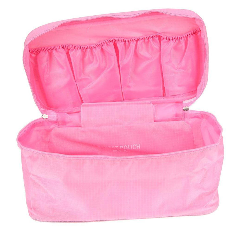 Xiaolanwelc Waterproof Portable Travel Bra Underwear Organizer Bag Lingerie Toiletry Wash Storage Case (Pink)