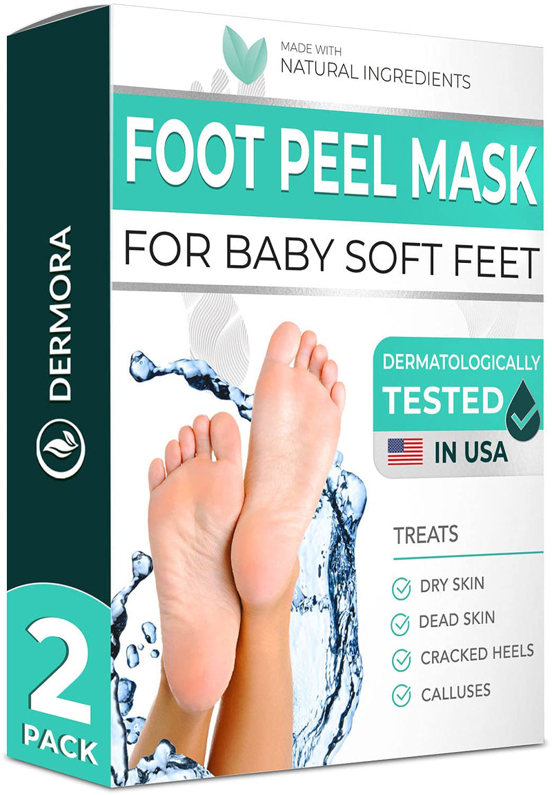 Foot Peel Mask - 2 Pack - For Cracked Heels, Dead Skin & Calluses - Make Your Feet Baby Soft & Get a Smooth Skin, Removes & Repairs Rough Heels, Dry Toe Skin - Exfoliating Peeling Natural Treatment Pack of 2