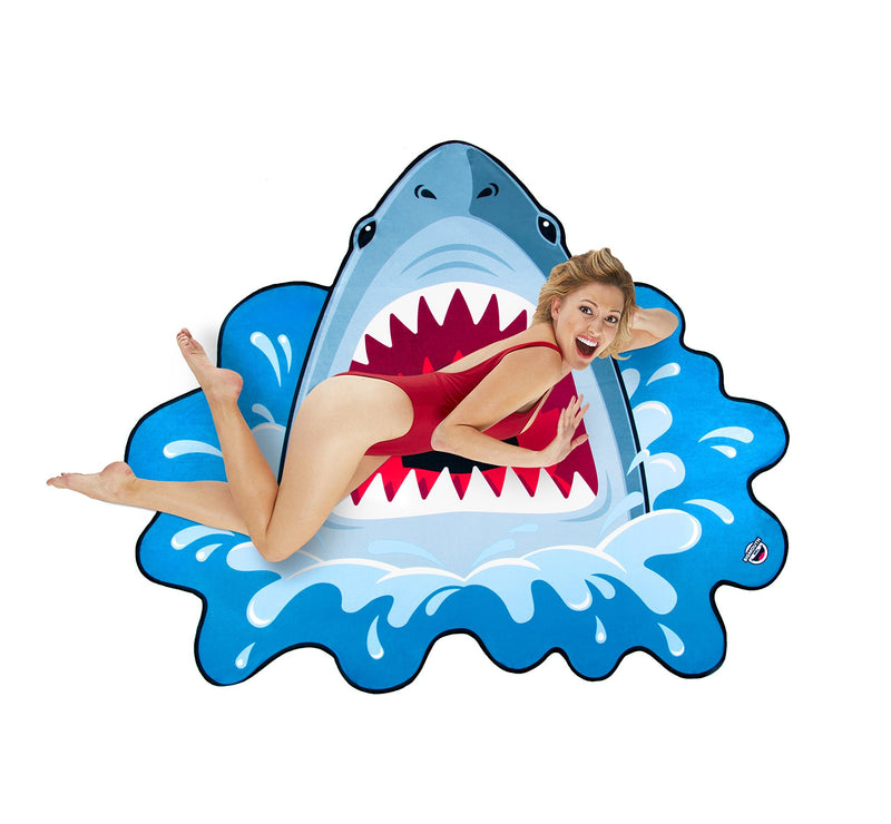 BigMouth Inc Giant Beach Blanket, Oversized Beach Towel, Ulta-Soft Microfiber Towel, Washing Machine Friendly Shark Bite