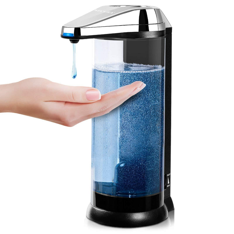 Secura 17oz / 500ml Premium Touchless Battery Operated Electric Automatic Soap Dispenser w/Adjustable Soap Dispensing Volume Control Dial (Chrome) Chrome