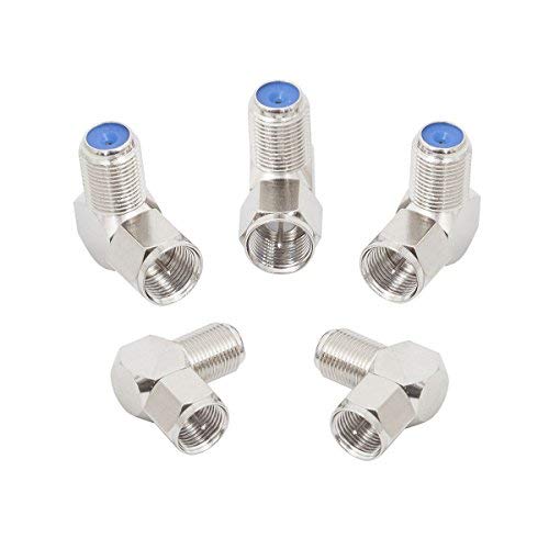 Blacell (5 Pack) 3Ghz Coax Cable 90Â°Degree F Female to Male Connector Right Angle Adapter - Corner Coax F RG6 Coupler Adapter Connector Joiner