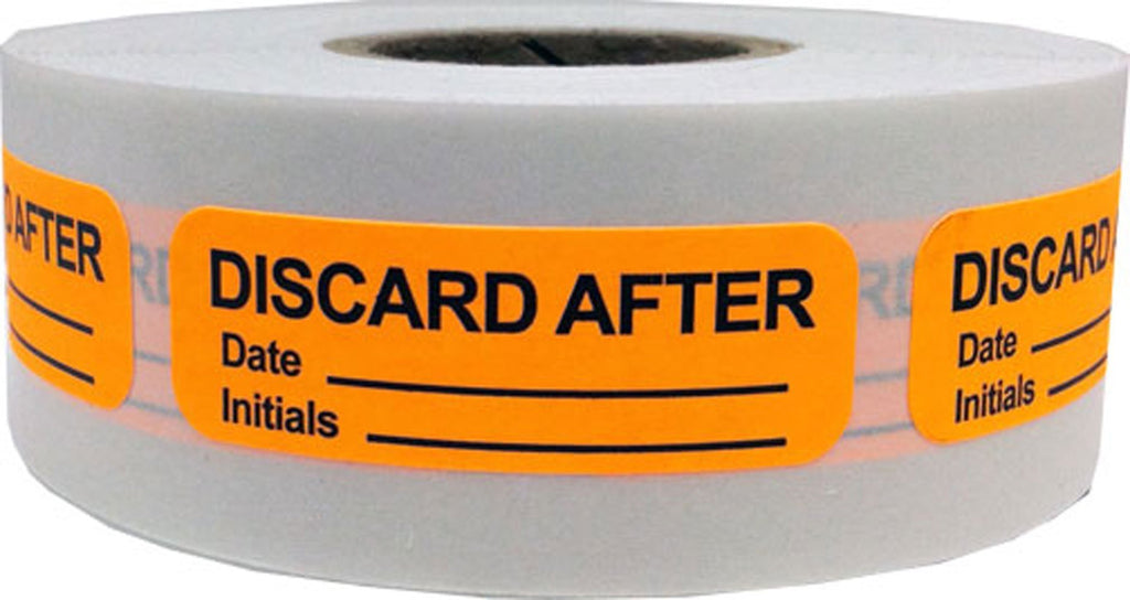 Fluorescent Orange with Black Discard After Stickers, 0.5 x 1.5 Inches in Size, 500 Labels on a Roll