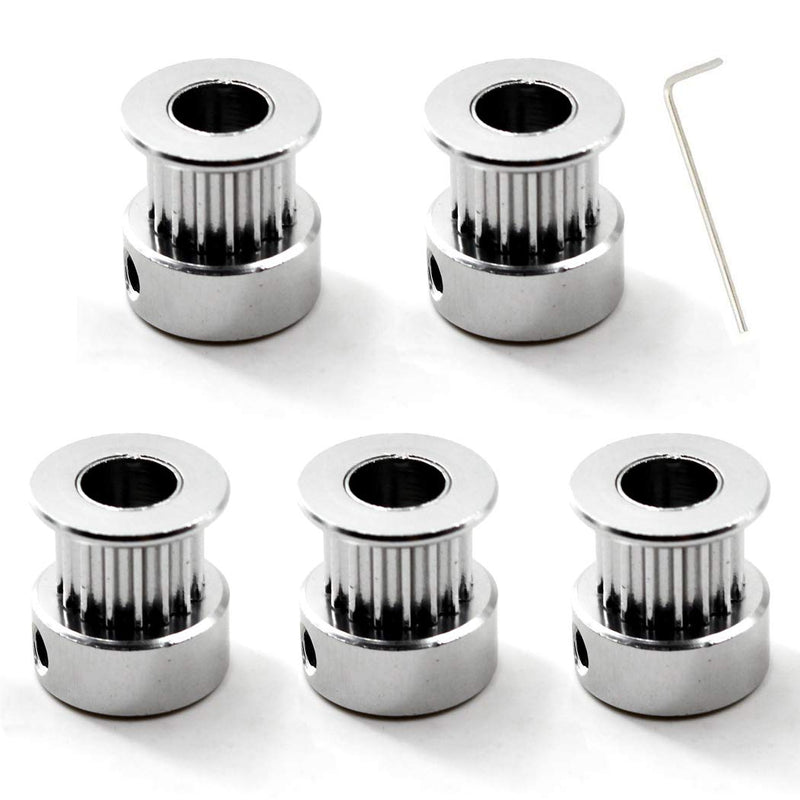 GT2 Aluminum Timing Belt Pulley kit 16 Teeth Bore 6mm and M2 Wrench for 3D Printer 6mm Width Timing Belt (Pack of 5pcs)