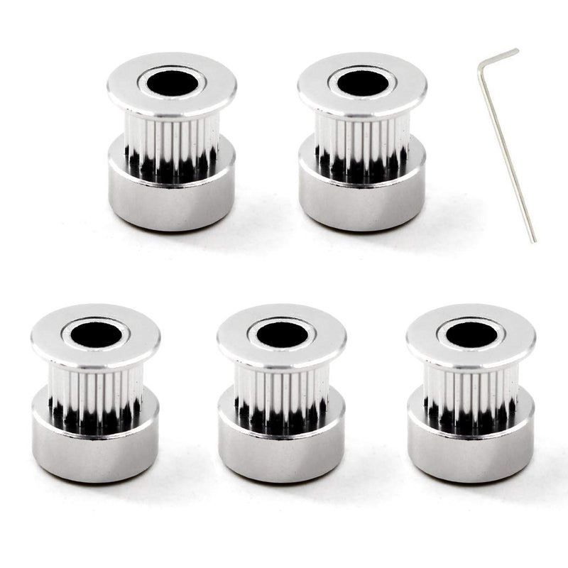 GT2 Aluminum Timing Belt Pulley kit 16 Teeth Bore 5mm and M2 Wrench for 3D Printer 6mm Width Timing Belt (Pack of 5pcs)