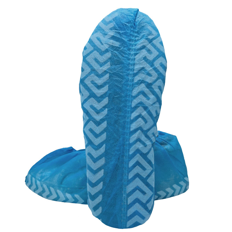 Innovative Haus Premium Thick Disposable Boot & Shoe Covers | Durable, Non-Slip, Treads, Water Resistant, Non-Toxic, 100% Latex Free | Stronger than Competitor-40 grams |100-Pack Blue| (Large) Large