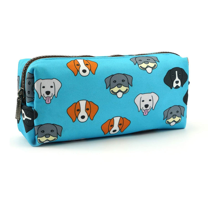 French Bulldog Pencil Case Capacity Canvas Pen Bag Pouch Stationary Case Makeup Cosmetic Bag Gadget Box Blue