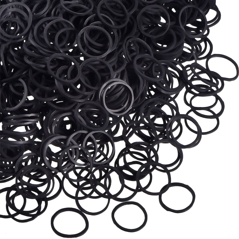 1000 Mini Rubber Bands Soft Elastic Bands for Kid Hair Braids Hair (Black) Black