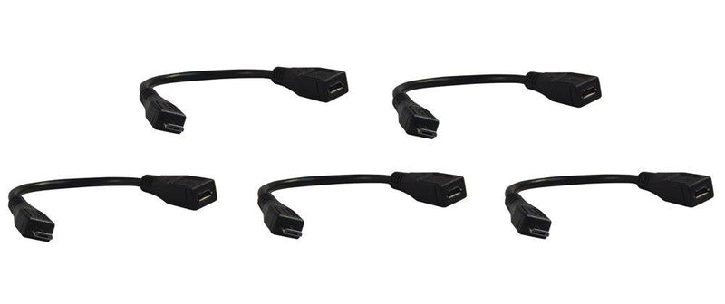 Five Pack Of YCS Basics Black 6 Inch Cellphone/Tablet USB Micro Male to Female Sync And Charging Extension Cables 0.5 Ft 5 Pack
