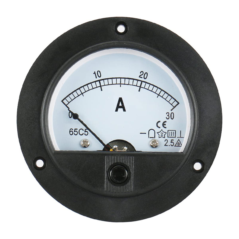 Baomain Ammeter 65C5 Ampere Panel Meter Analog Ammeter Built-In Shunt DC 0-30 A Class 2.5 CE Listed