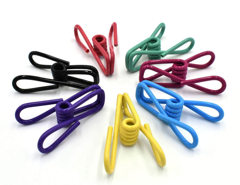 30pcs Pack Metal Clothespins Clips - Multi-Purpose Colored Utility Steel Wire Clips Pegs Holders in Basket Bin for Clothes Line, Kitchen Bag Sealing
