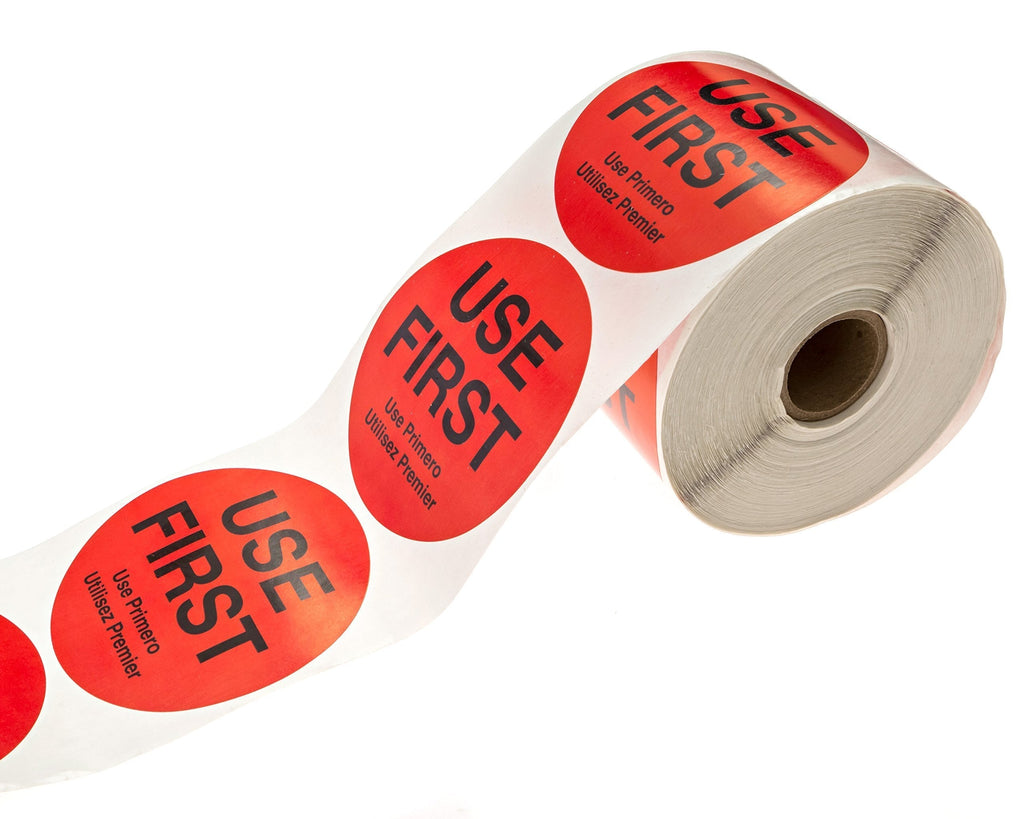 3 inch Circle"Use First" Removable Label, Trilingual / 500 Labels per roll