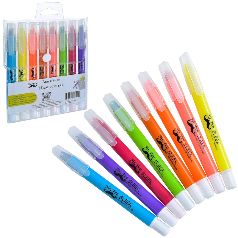 Mr. Pen No Bleed Gel Highlighter, Bible Highlighters, Assorted Colors, Pack of 8