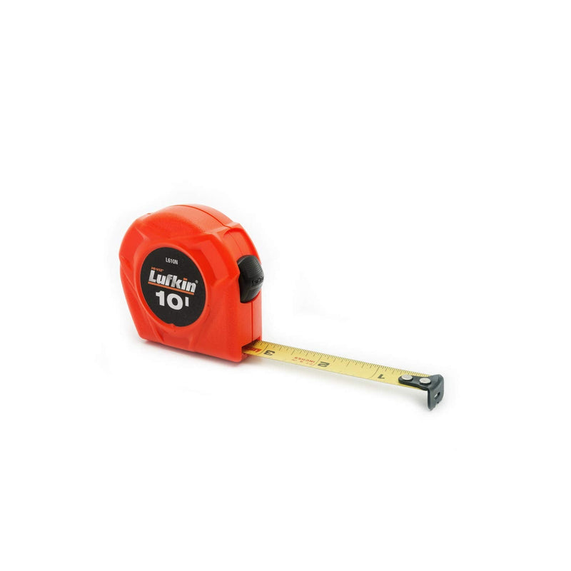 Crescent Lufkin L610N 1/2" x 10' Hi-Viz® Orange Yellow Clad Power Return Tape Measure 1/2" x 10' SAE