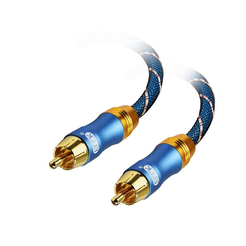 EMK Subwoofer Cable (3.3 ft/1m) -Digtal Coaxial/Subwoofer Cable Dual Shielded with Gold Plated RCA to RCA Connectors -Top Blue Series 3.3ft/1m