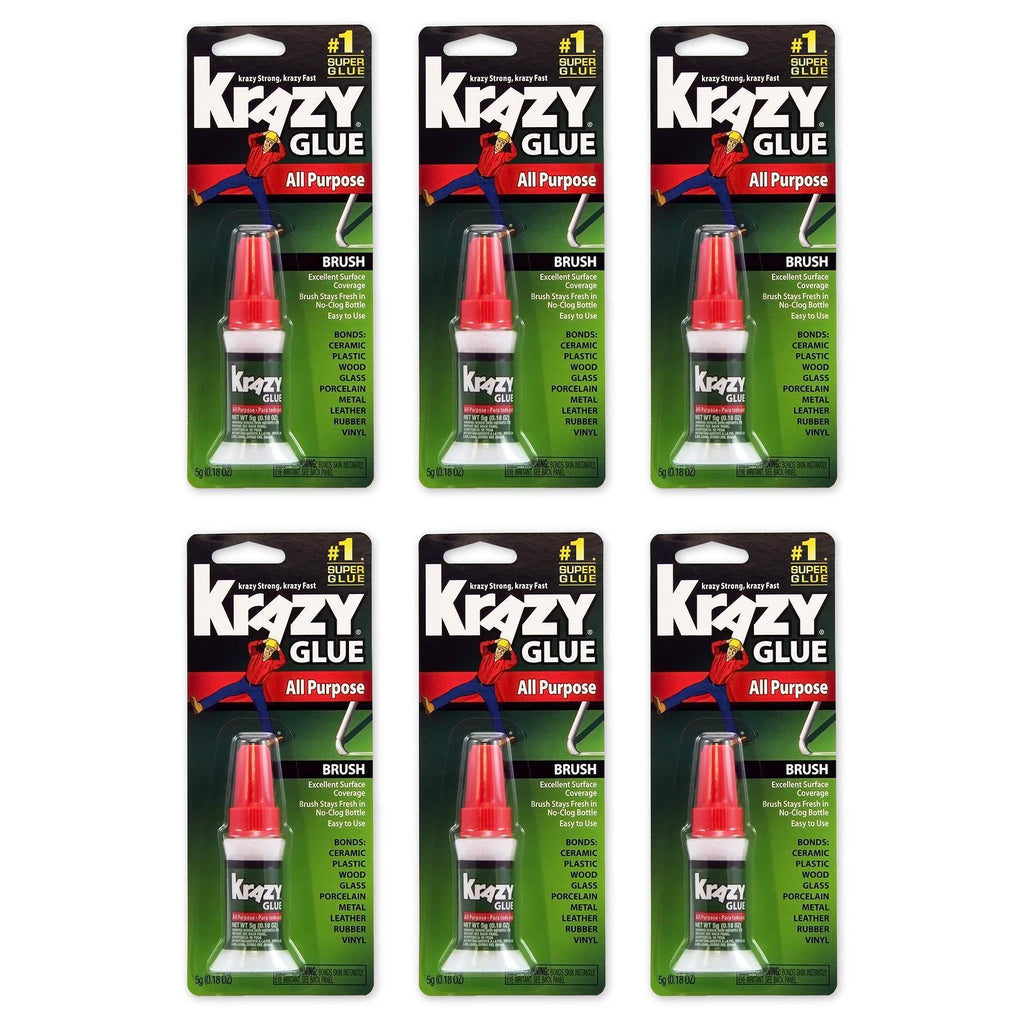 Krazy Glue KG92548R Instant Krazy Glue 0.18-Ounce All Purpose Brush - Pack of 6 6 Pack