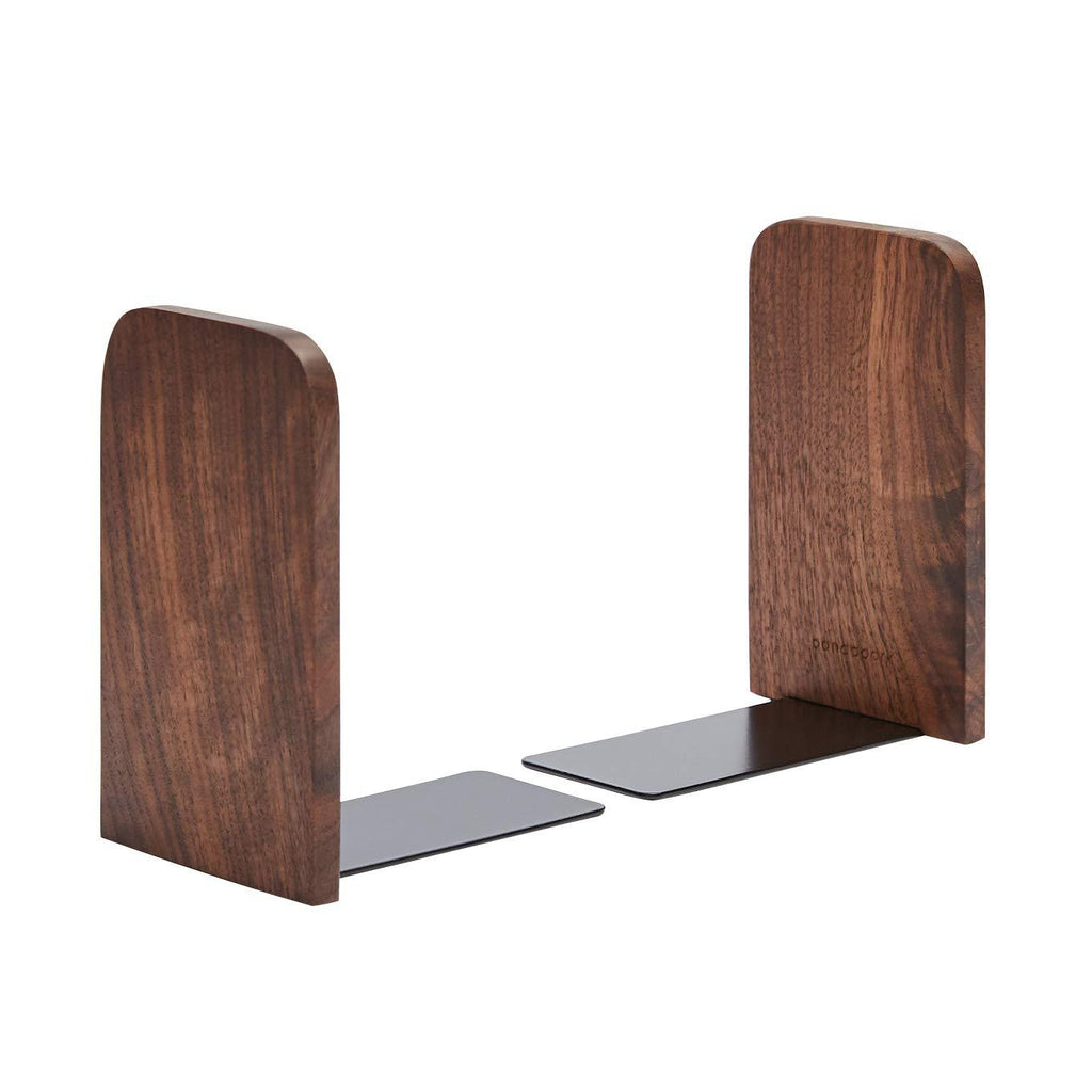 Pandapark Wood Bookends,Pack of 1 Pair,Non-Skid,Black Walnut,Office Book Stand (Black Walnut-A) Black Walnut-a