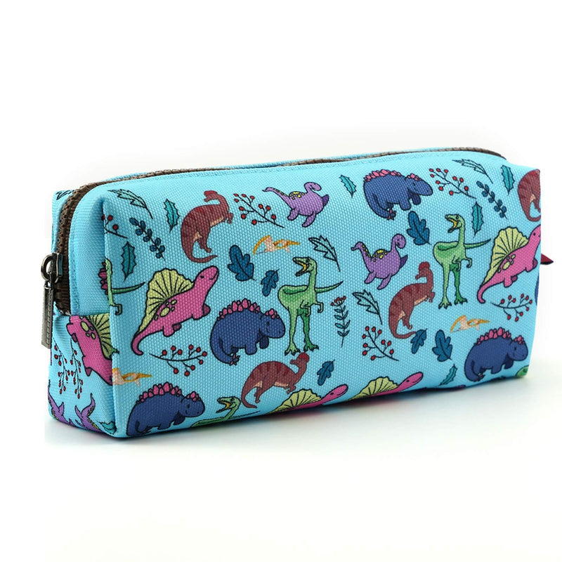 LParkin Dinosaur Canvas Pencil Case Pen Bag Pouch Stationary Case Makeup Cosmetic Bag Gadget Box Blue