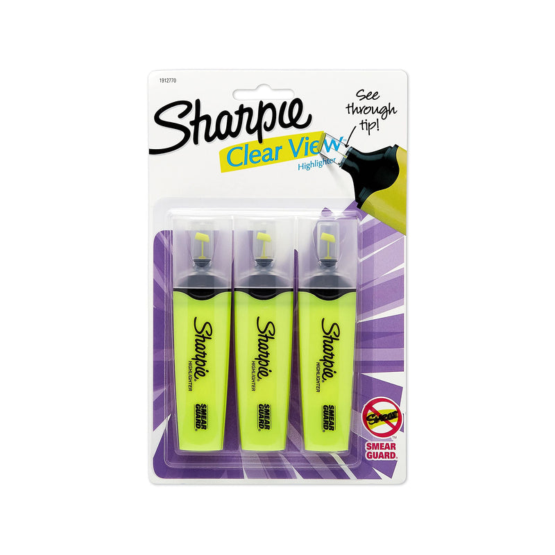 Sharpie 1147578 Clear View Highlighter Chisel Tip Yellow 3/pk (1904613)